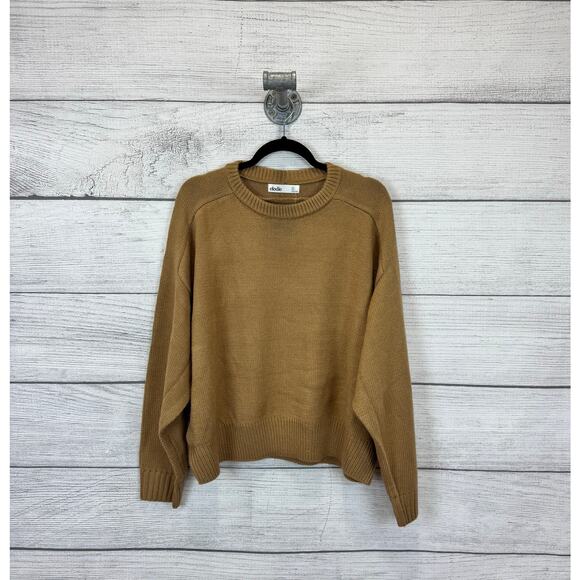 Elodie Women's Tan Crewneck Fall Crop Basic Sweater Size XL - Picture 1 of 6